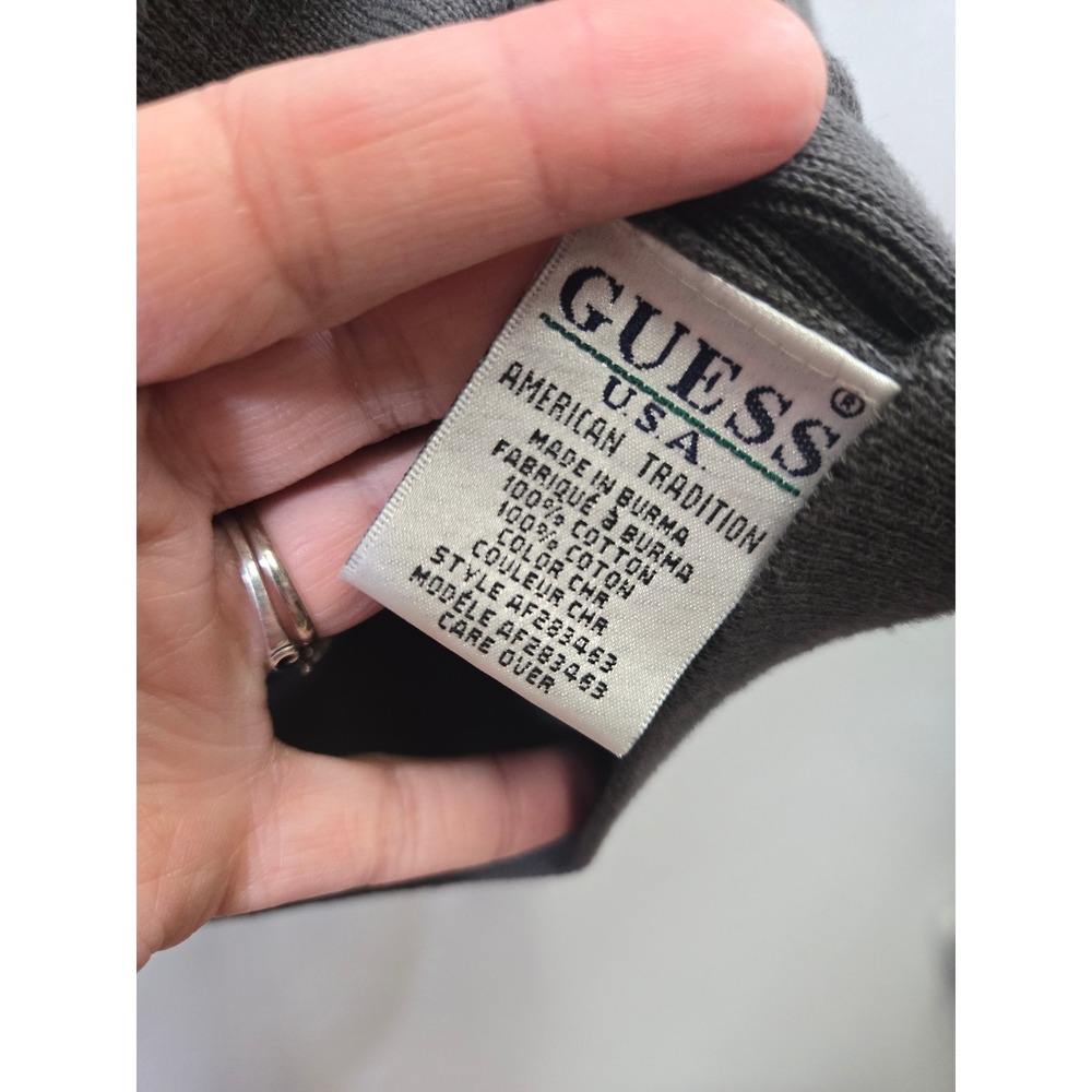 Guess Charcoal Gray Cotton Ribbed V-Neck Pullover Sweater XL Men's - Picture 6 of 8